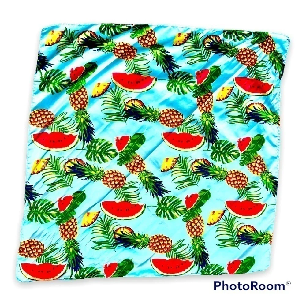 Gucci Style Fruit Satin Square Scarf